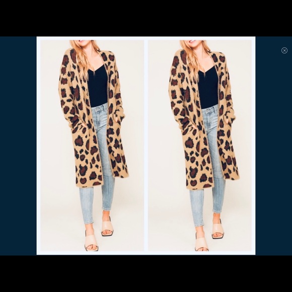 Chic sweater knit animal print soft long cardigan - Picture 5 of 5